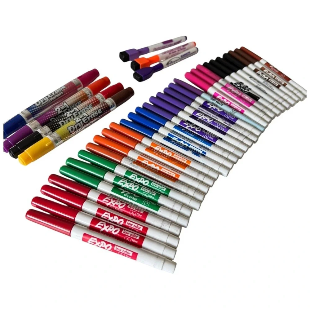 Expo Low Odor Dry Erase Marker Lot Pack Fine Tip Whiteboard Markers Erasers B20Q